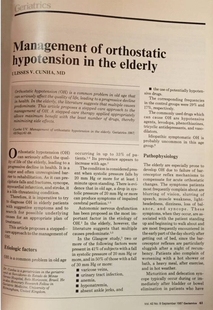 Management of orthostatic hypotension in the elderly
